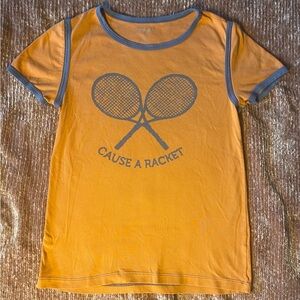 Modcloth women’s Orange Tennis Graphic Cause a Racket T-Shirt medium